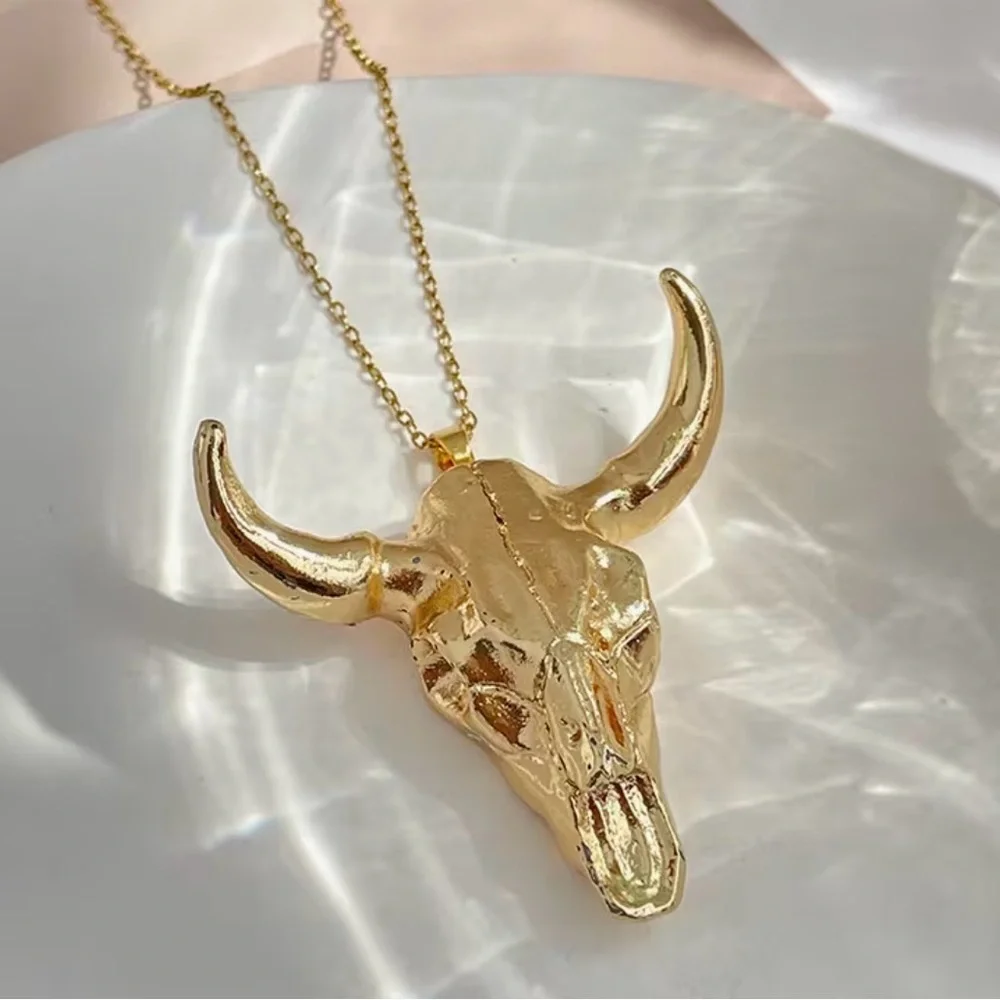New Bull Skull Pendant Necklaces - Multicolor Stone Options - Picture 4 of 5